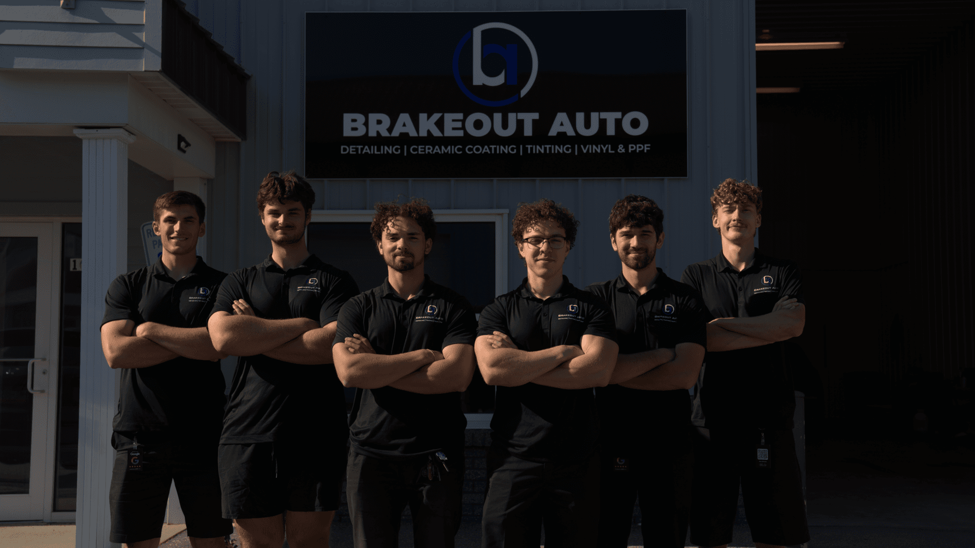 The Brakeout Auto team outside the shop in State College, PA
